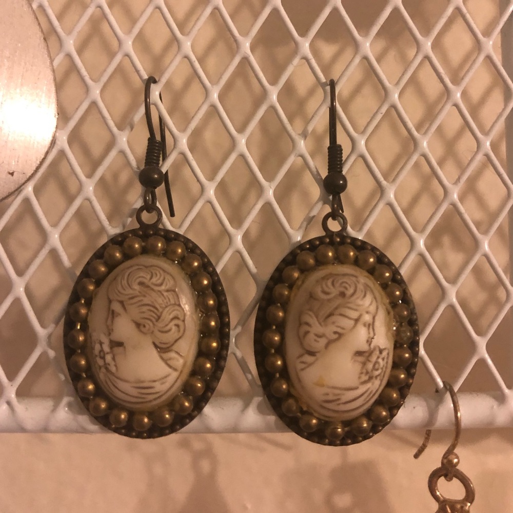 Bronze cameo earrings